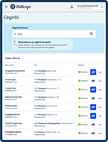 A Billingo Céginfó magabiztossá tesz.