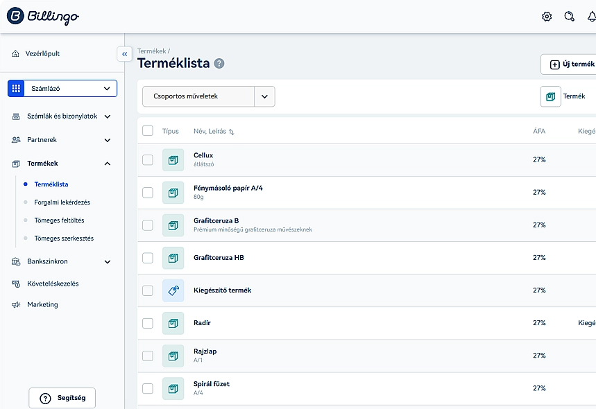 BIllingo Készletkezelő