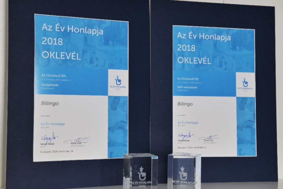 Díjeső 2018-ban is – az Év Honlapja versenyen és a Marketing Diamond Awardson is tarolt a Billingo