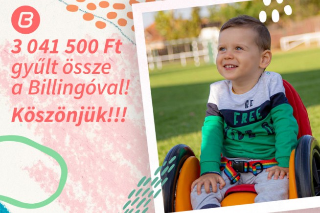 3 041 500  Ft gyűlt össze a Billingo családtól a kis Levi gyógykezelésére
