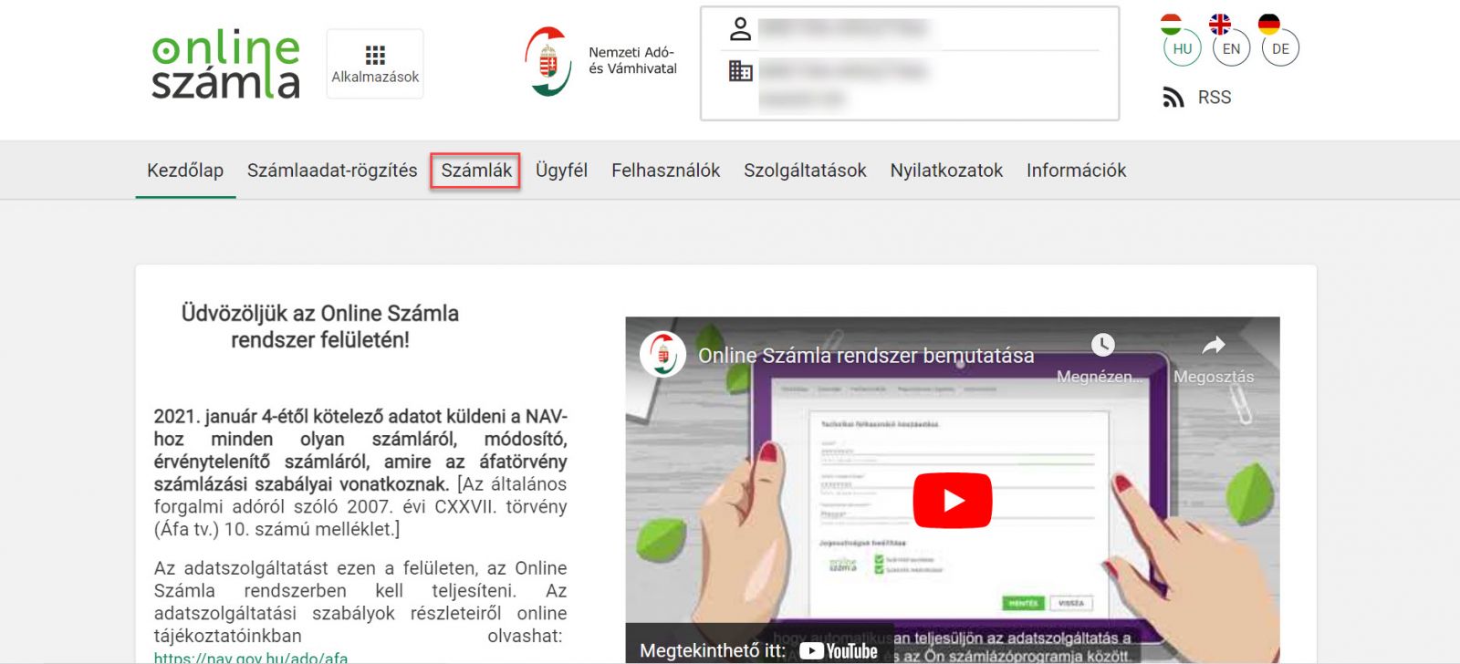 Online számla technikai érvénytelenítése