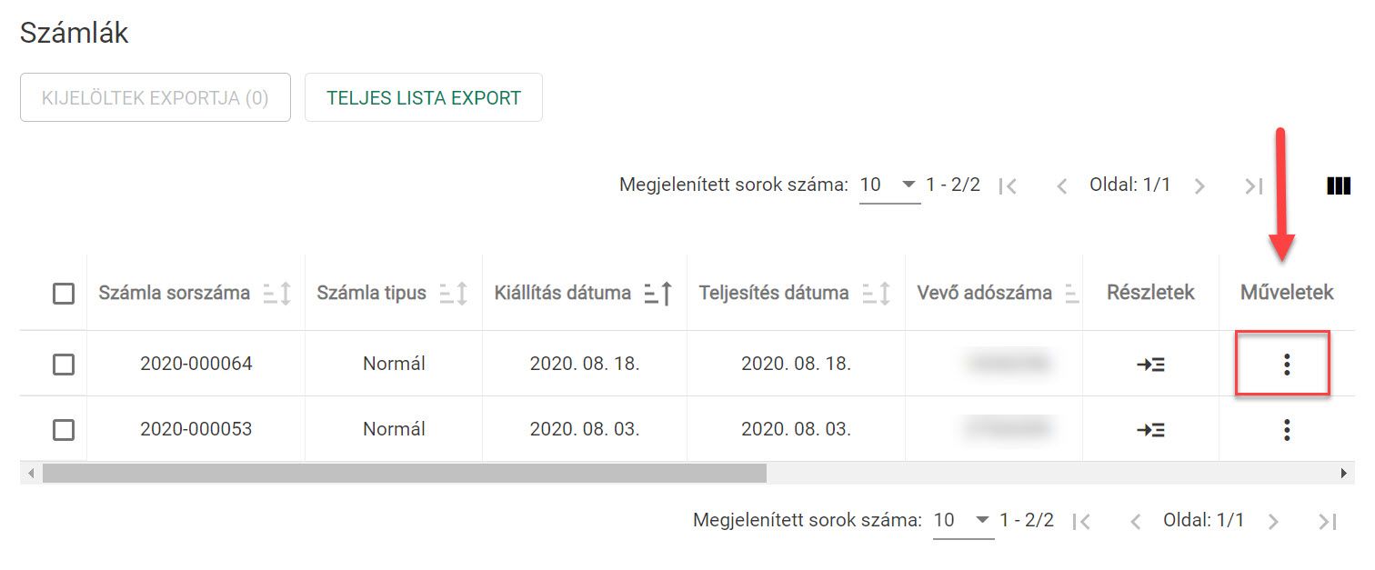 Online számla technikai érvénytelenítése