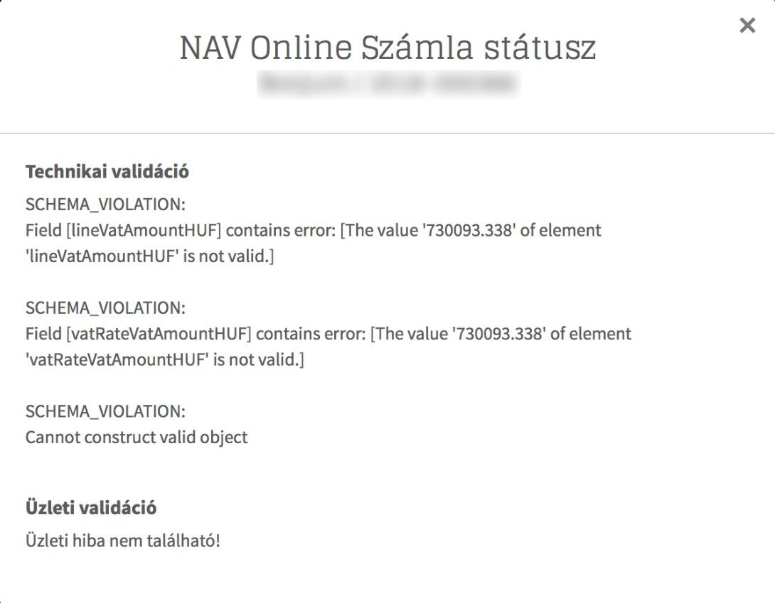 NAV Online számla adatszolgáltatási hiba
