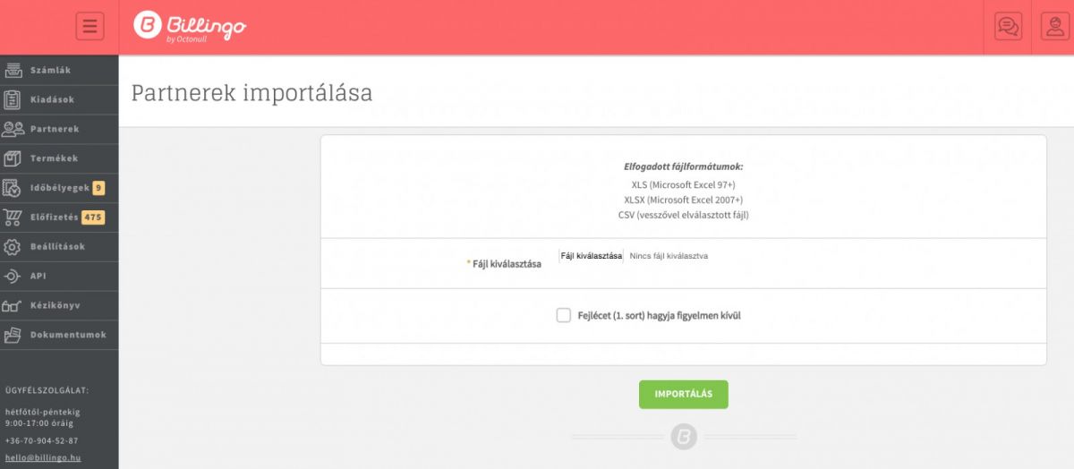 Adatok importálása és exportálása a Billingóban